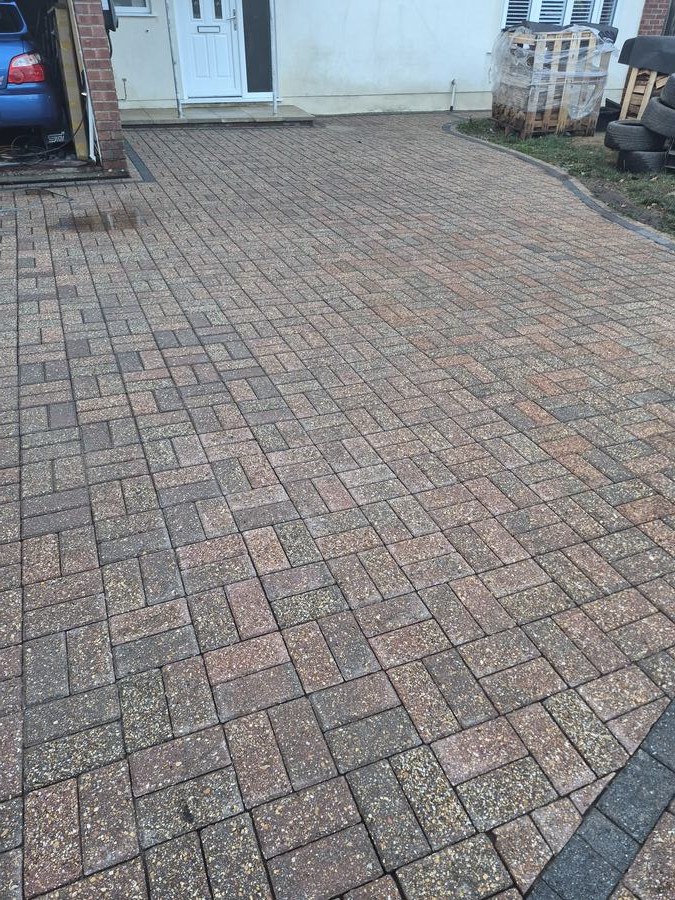 Driveway cleaning, block paving, after
