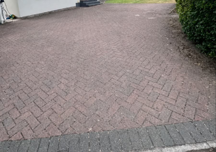 Driveway cleaning, block paving, before
